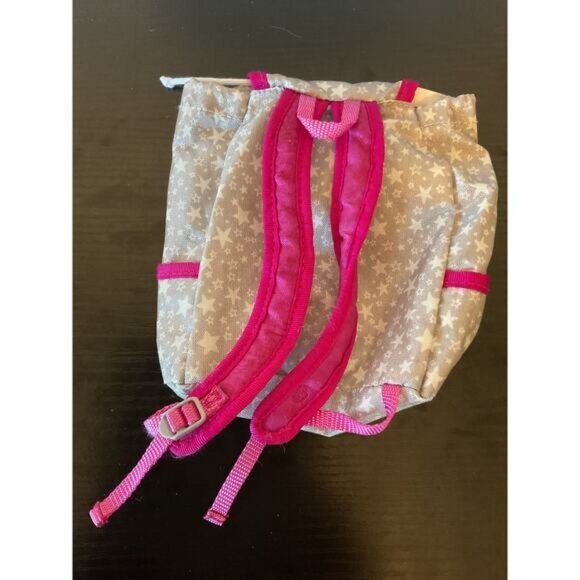 American Girl Backpack Gray Pink Silver Star Drawstring Bag for Doll - Picture 2 of 5